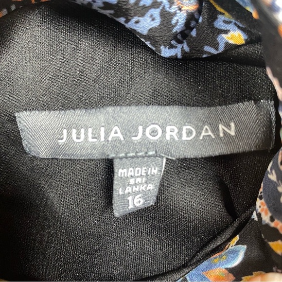 Julia Jordan Flutter Sleeve Ruffle Mock Neck Floral Paisley Midi Dress Size 16 - Picture 9 of 11